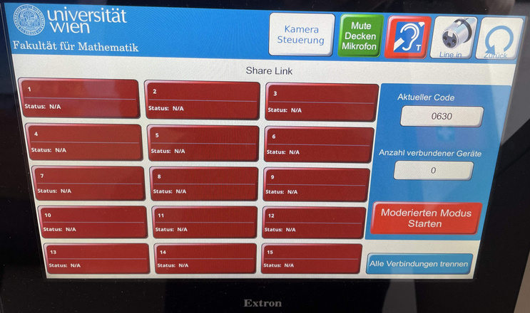 Share link screen in lecture room HS2