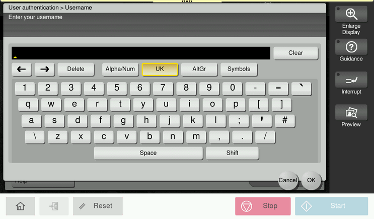 Screen for entring the username